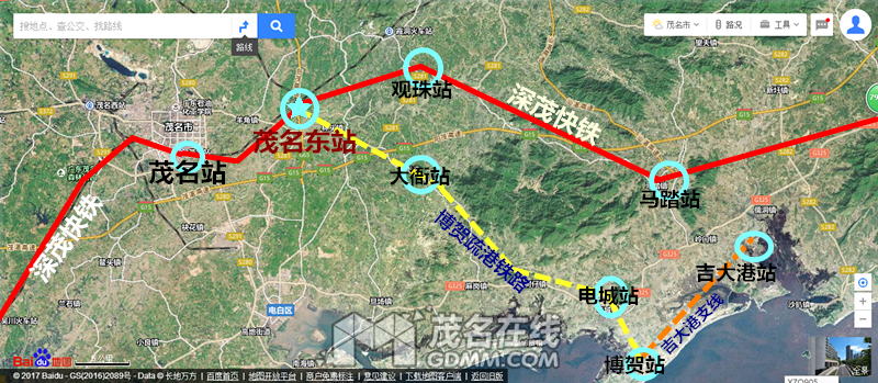 今年将会开建的博贺疏港铁路也是引进到茂名东站的,但是前期只会