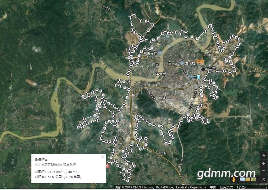 最新谷歌地圖顯示化州市建成區面積3103平方公里高州2666平方公里